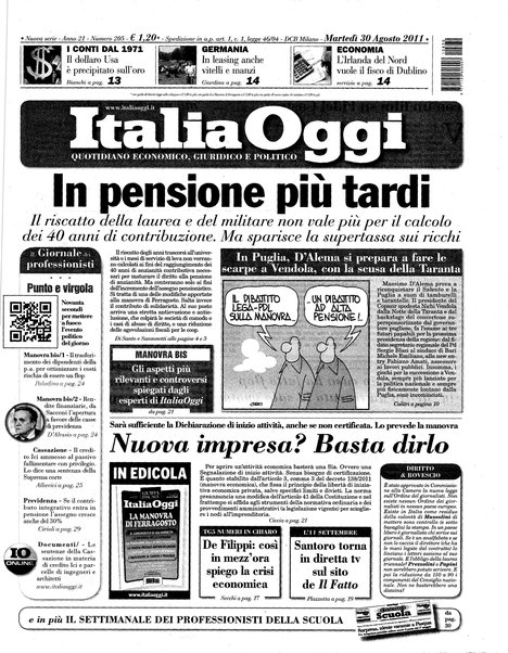 Italia oggi : quotidiano di economia finanza e politica